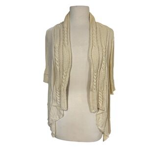 Tiny Anthropologie Women's Large Cardigan Sandia Peak Cable Trim Cream Cottage